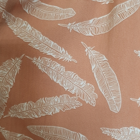 Woven Pink Dress Orange white feathers Shorts flutter straps ruffles smocked L - Picture 4 of 8